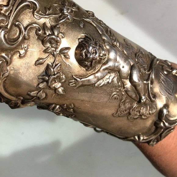 Antique Art Nouveau Cherub Sterling Silver Bracer Mauser Rare 925 Gladiator - Picture 3 of 8